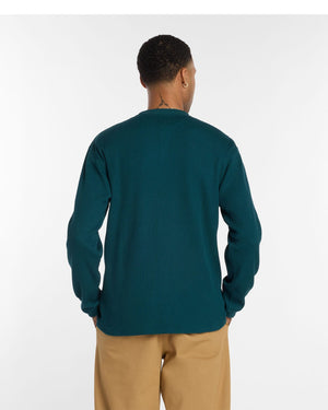 New Balance Numeric Waffle Knit Long Sleeve Henley - Medusa Green - -