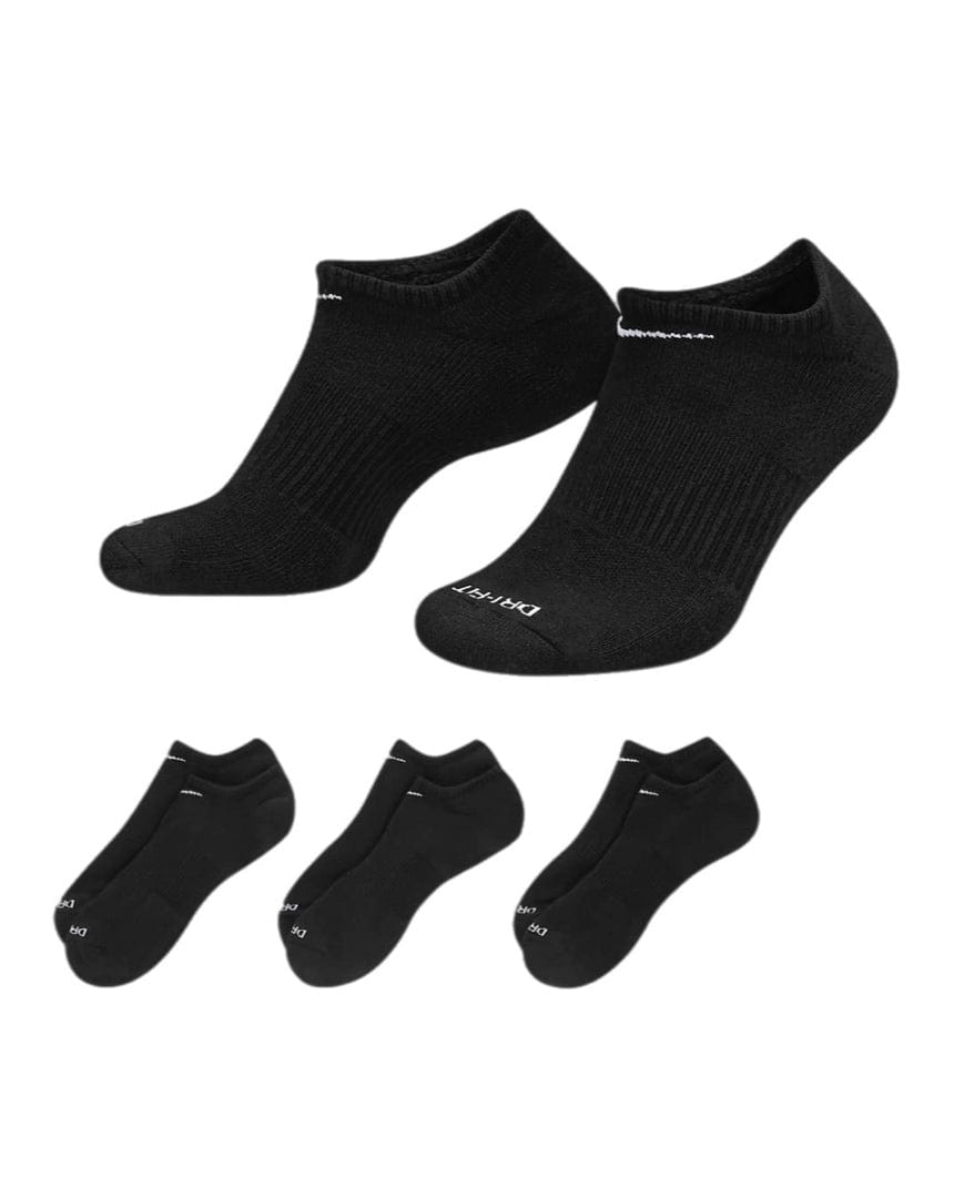 Nike Everyday Plus Cushioned No Show 3 Pack Socks - Black - SX6889 010 - 888408258137