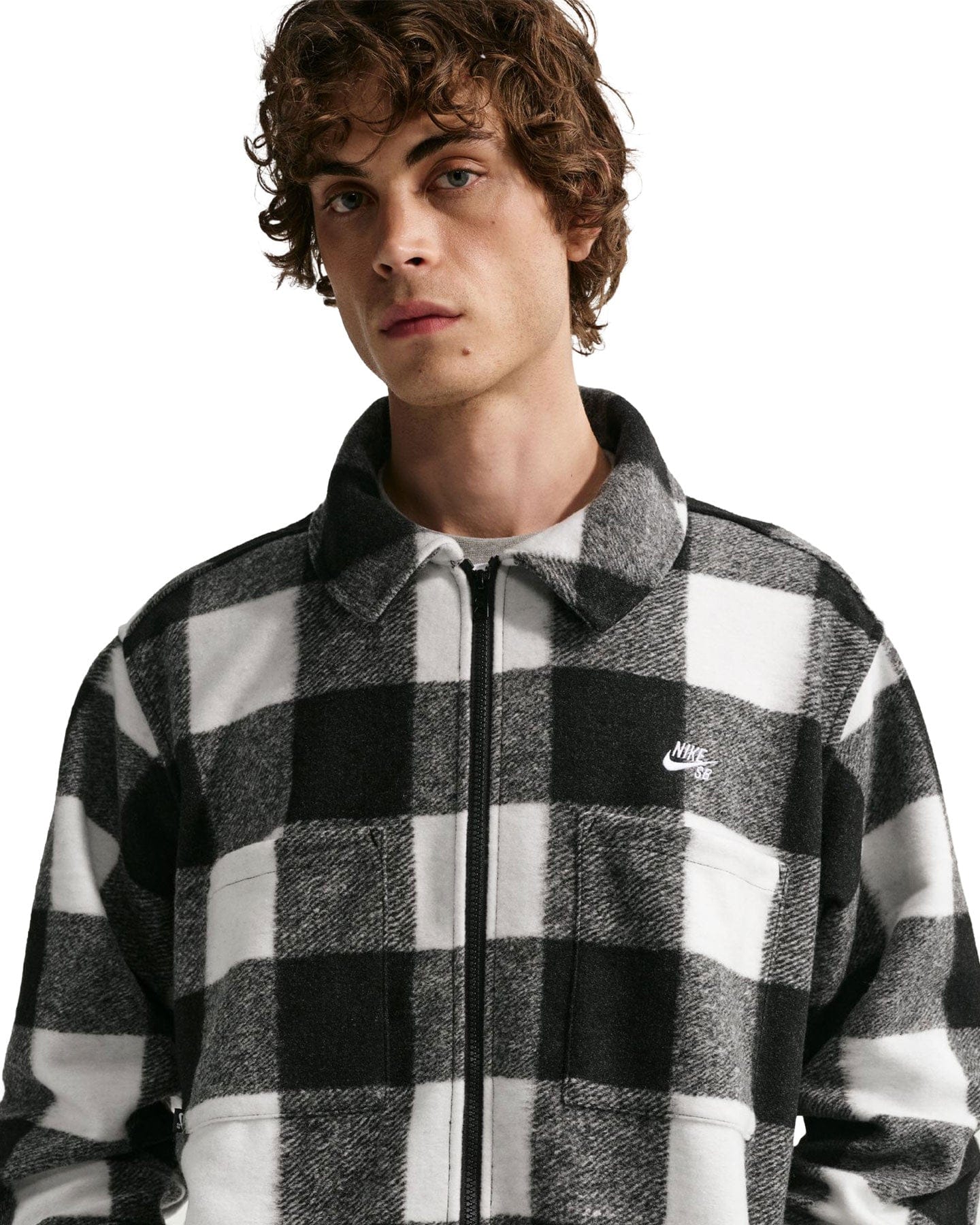 Nike SB Essential Skate Shirt Jacket - White / Black / White - -