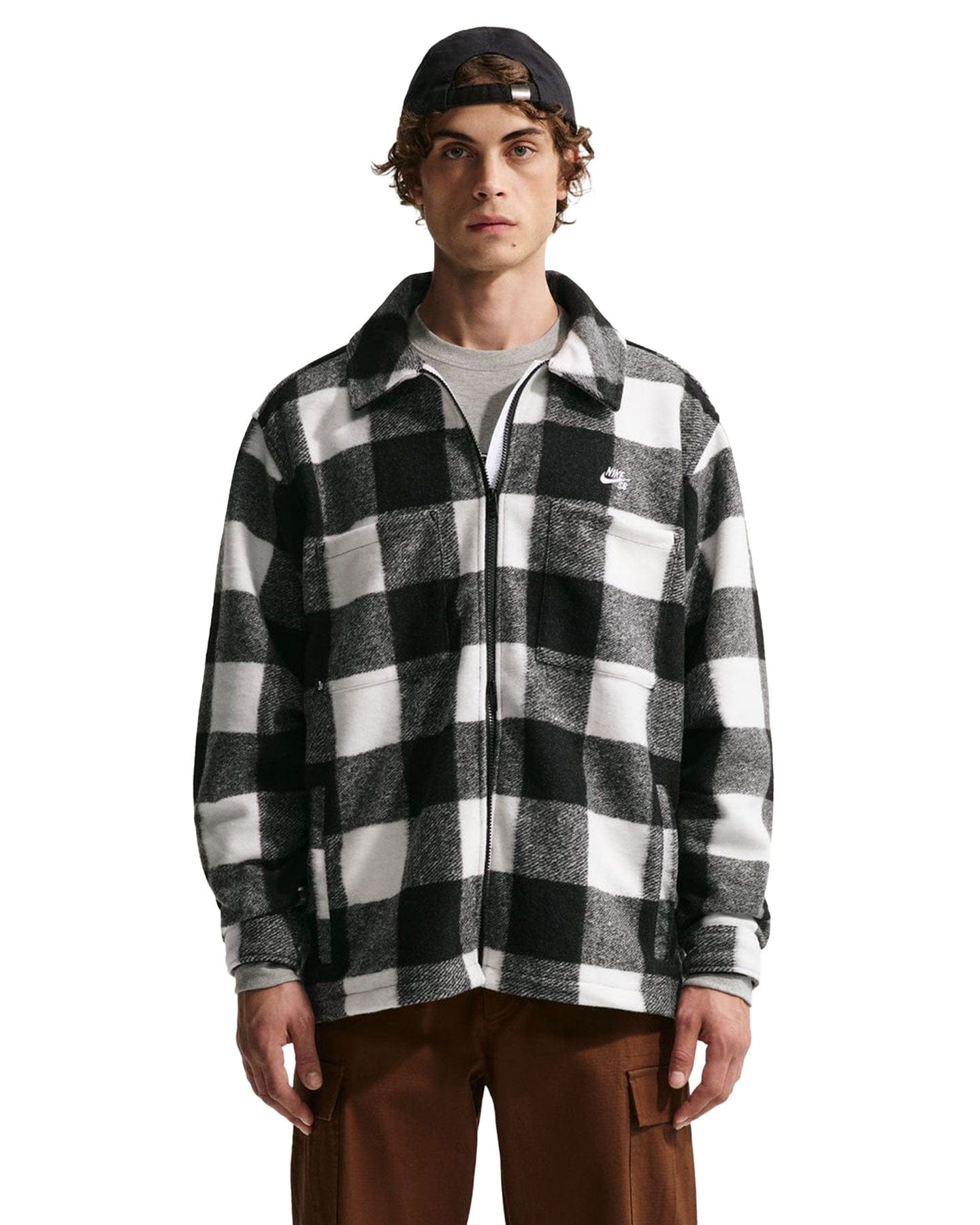 Nike SB Essential Skate Shirt Jacket - White / Black / White - -