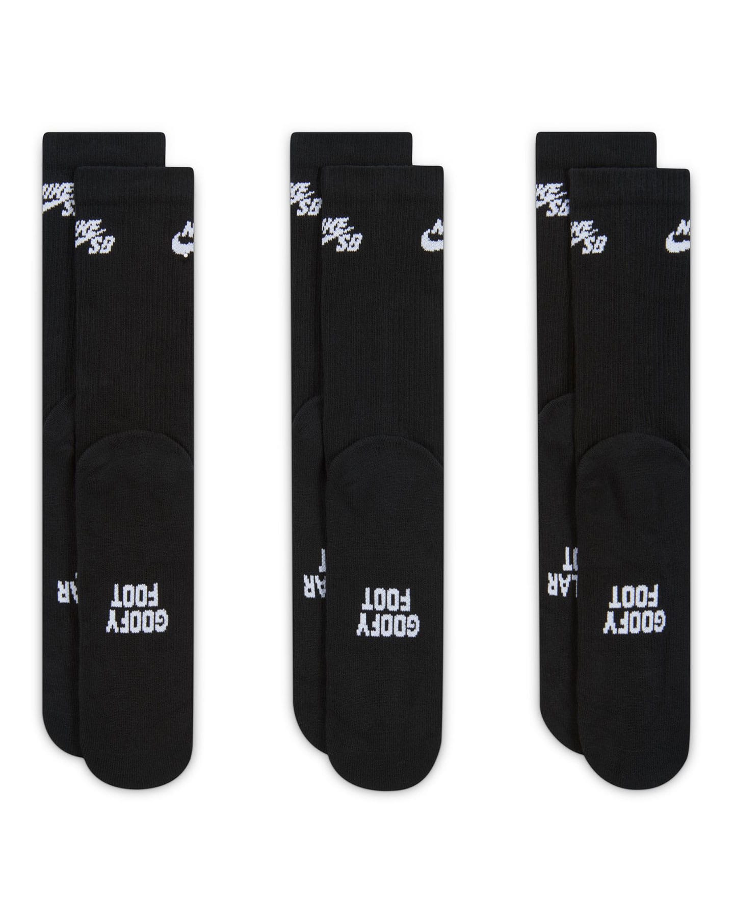 Nike SB Everyday Elevated Crew 3 Pack Socks - Black - IR1328-900 - 198730320014