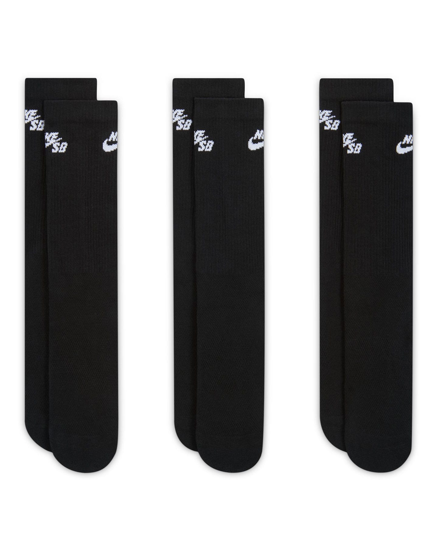 Nike SB Everyday Elevated Crew 3 Pack Socks - Black - IR1328-900 - 198730320014