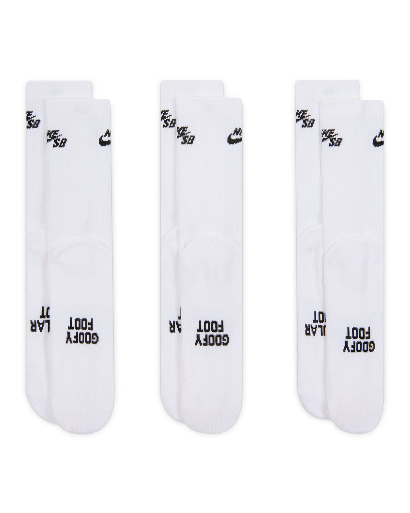 Nike SB Everyday Elevated Crew 3 Pack Socks - White - IR1328-910 - 198730319797