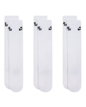 Nike SB Everyday Elevated Crew 3 Pack Socks - White - IR1328-910 - 198730319797