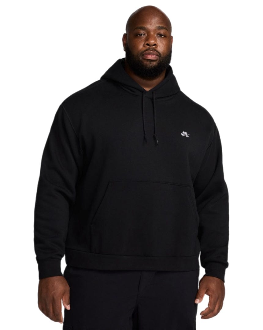 Nike SB Fleece Pullover Hoodie Essential Logo - Black / White - FV7351 010 - 197597407258