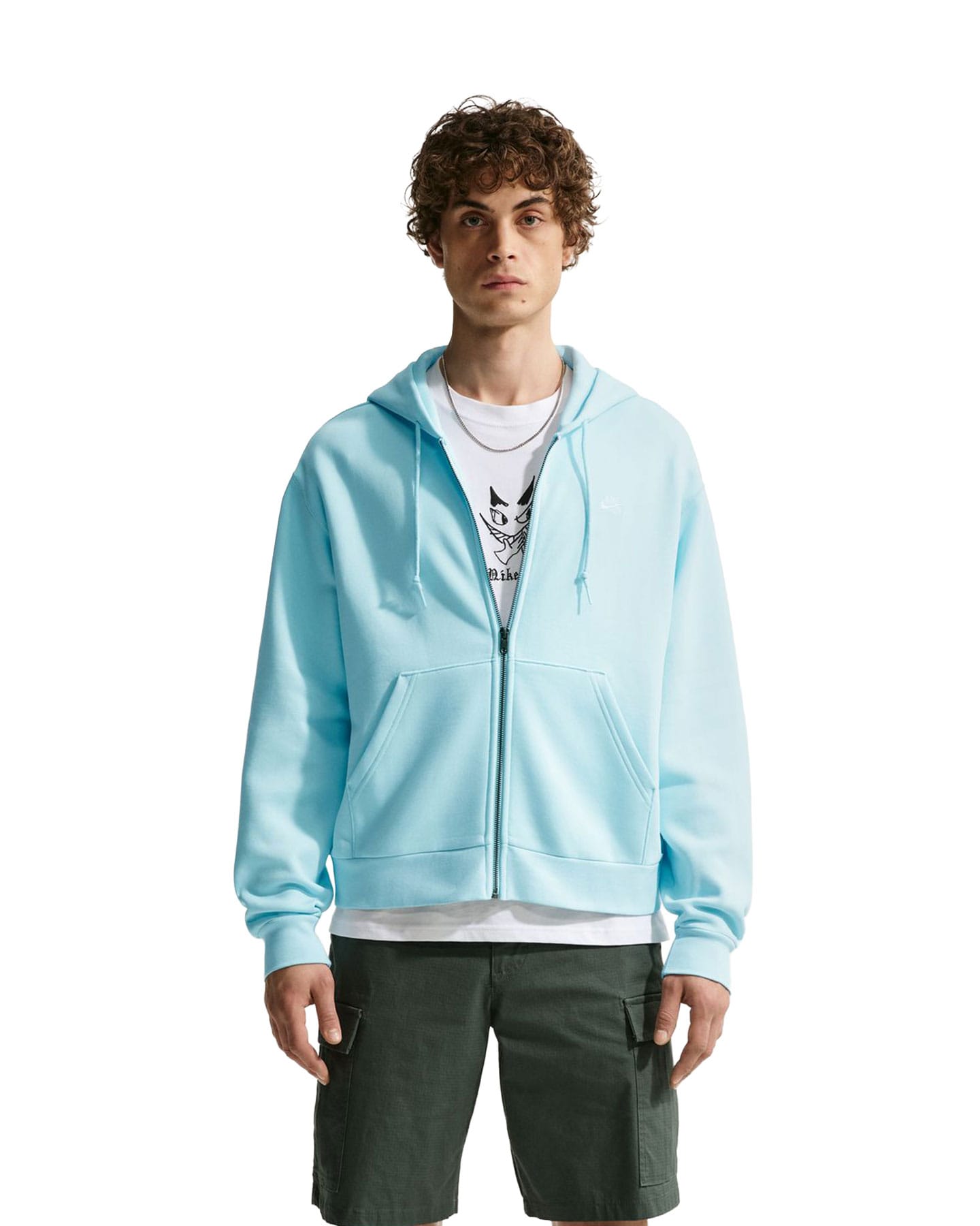Nike SB Full-Zip Fleece Skate Hoodie - Glacier Blue / White - -