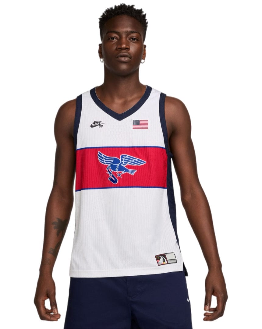 Nike SB Olympic Dri-Fit ADV Sleeveless Jersey - White / Sport Red - FZ4073 100 - 197594589667