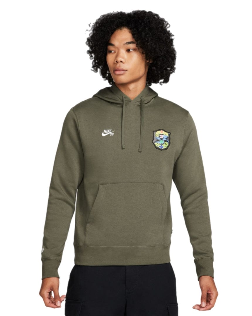 Nike SB Olympic Pull Over Hoodie - Medium Olive / White - FZ4098 222 - 197594596849