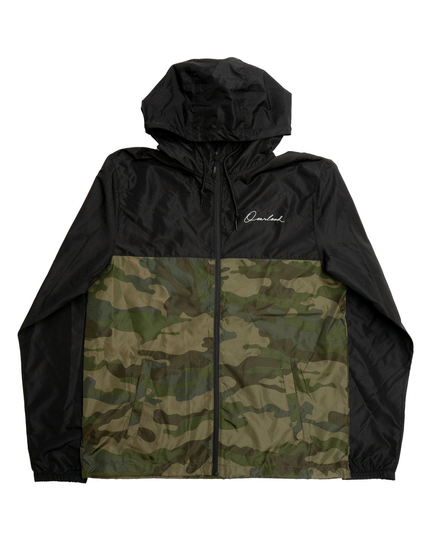 Overload Lightweight Full Zip Windbreaker - Black / Forest Camo - -