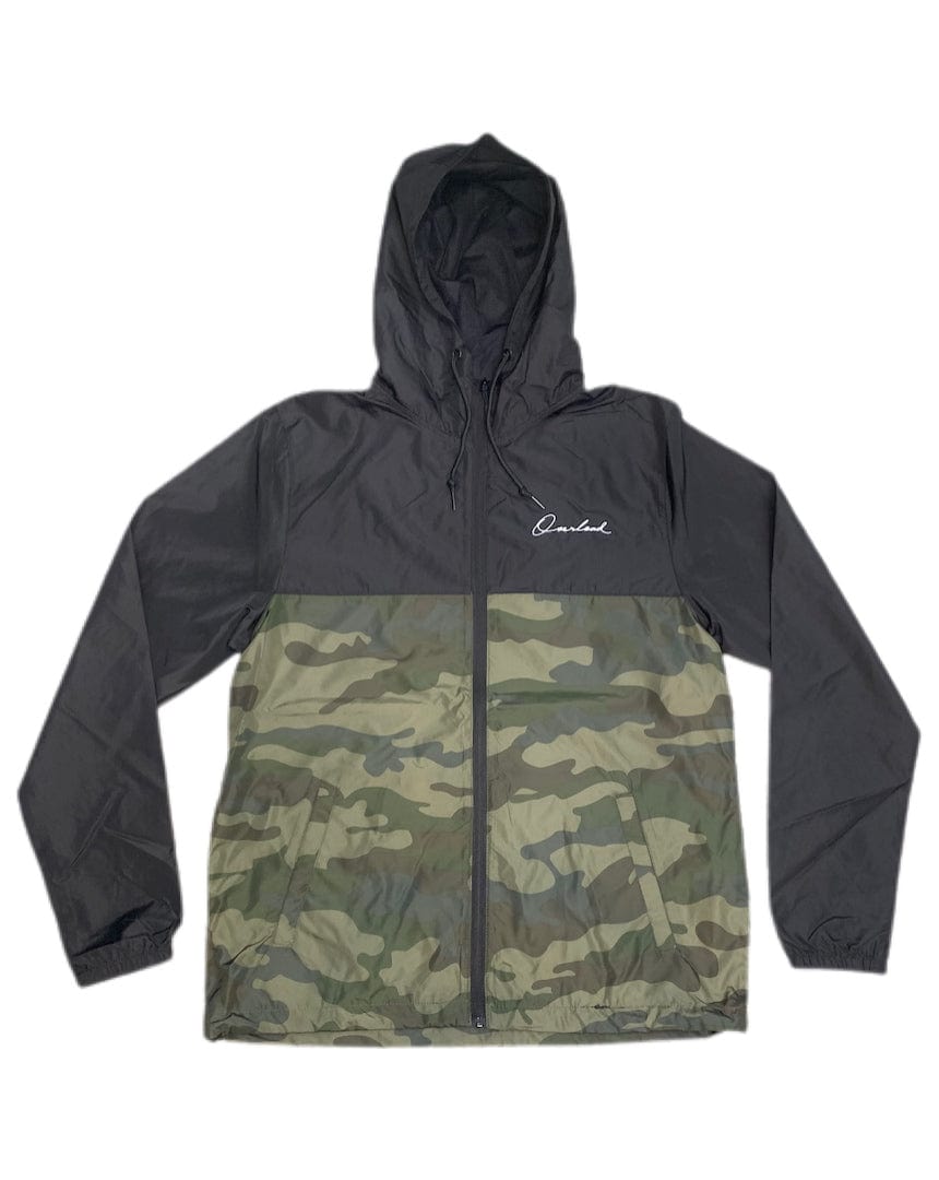 Overload Lightweight Windbreaker Full Zip - Black / Forest Camo - - 19681527