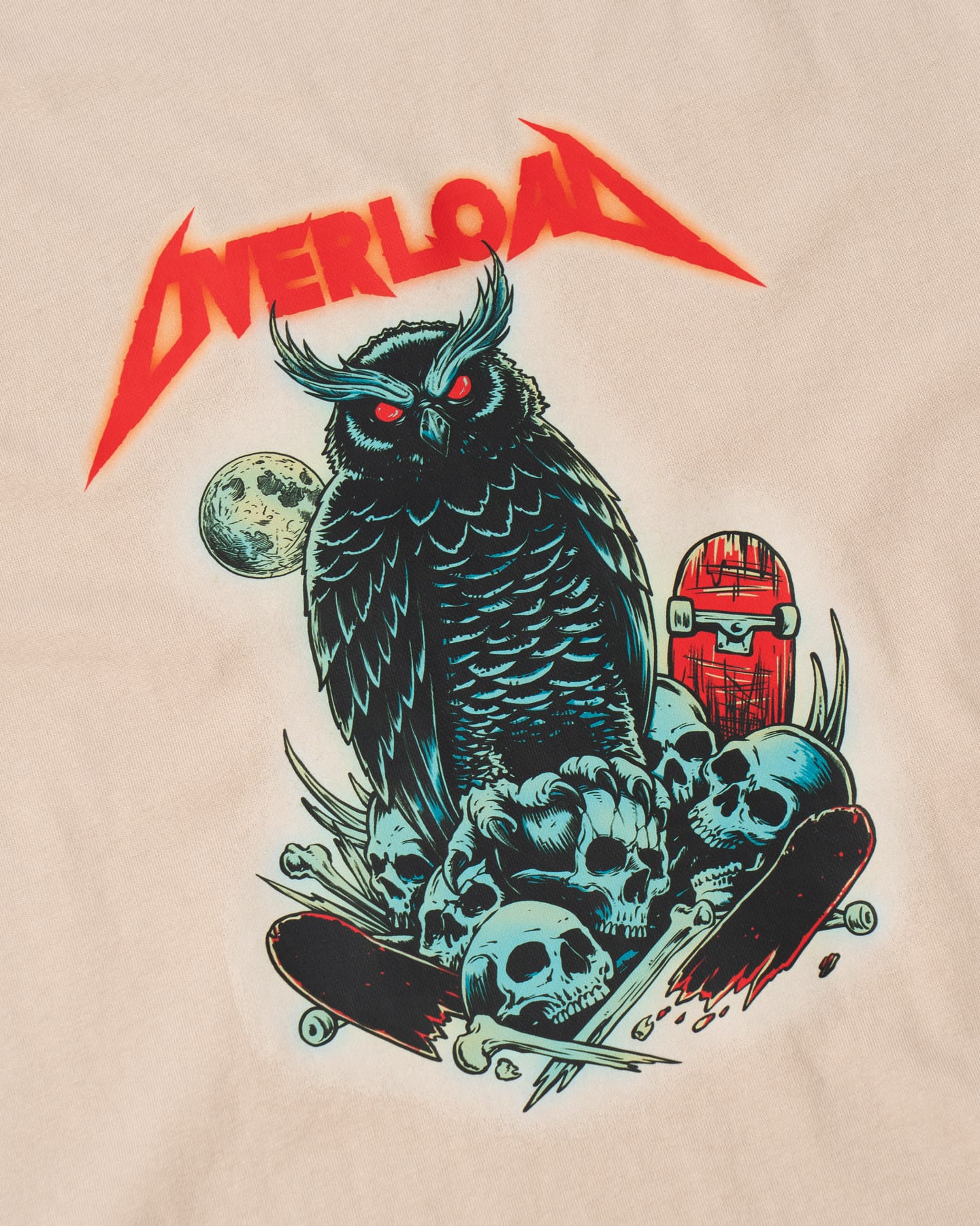 Overload Metal Owl Tee - Tan - -