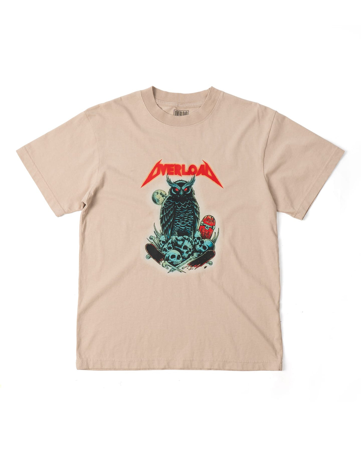 Overload Metal Owl Tee - Tan - -