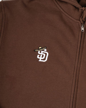 Overload Sombrero Embroidered Zip Up Hoodie - Brown - -
