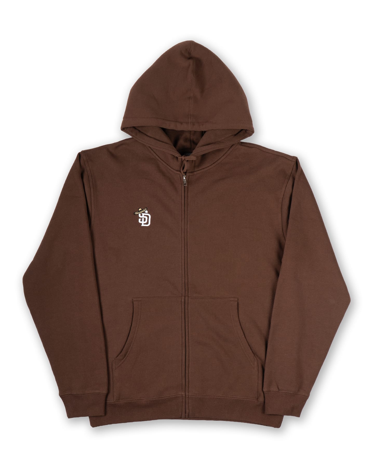 Overload Sombrero Embroidered Zip Up Hoodie - Brown - -