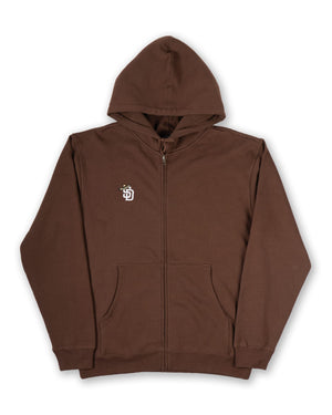 Overload Sombrero Embroidered Zip Up Hoodie - Brown - -
