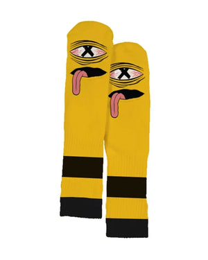 Toy Machine Crossed Out Sock - Mustard - -
