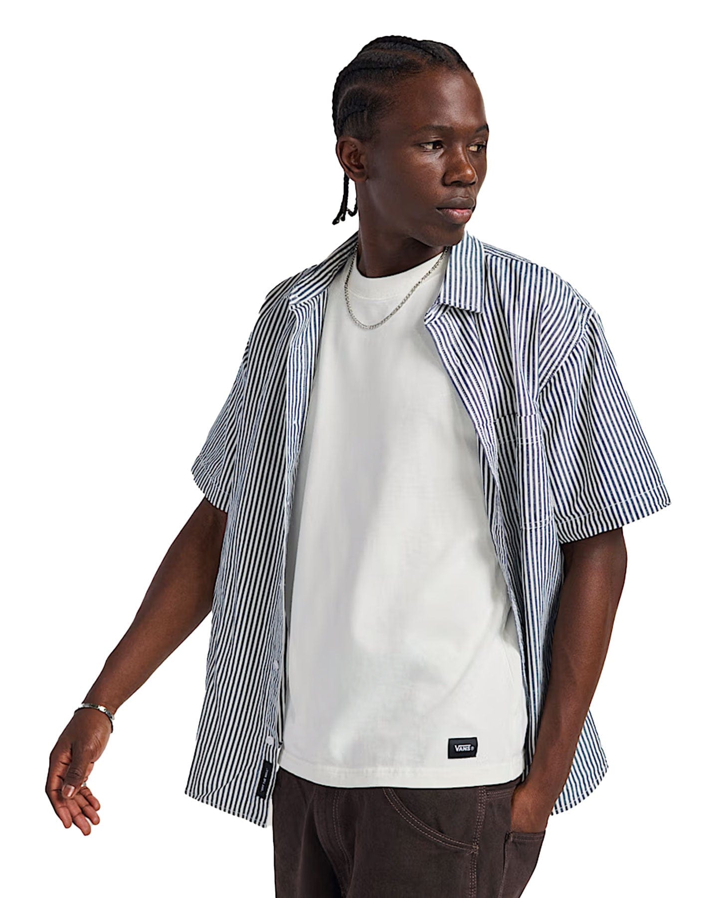 Vans Lawson Stripe Woven Shirt - White / Dress Blues - -