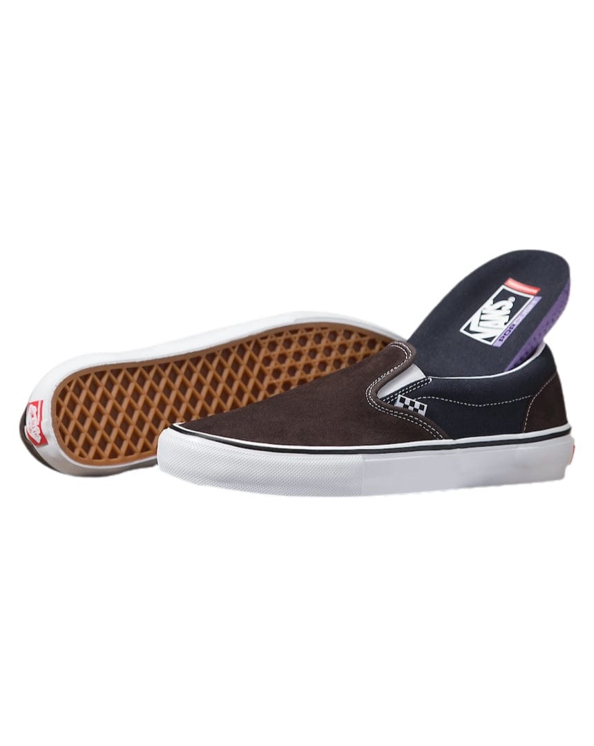 Vans Skate Slip On - Dark Brown / Navy - -