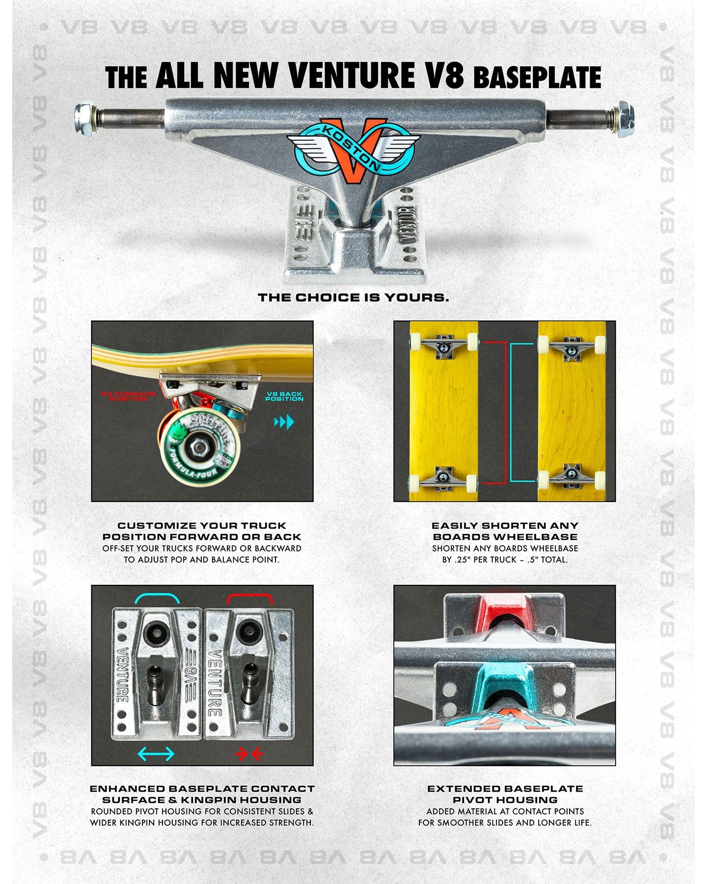 Venture V8 Koston Polished Trucks - -
