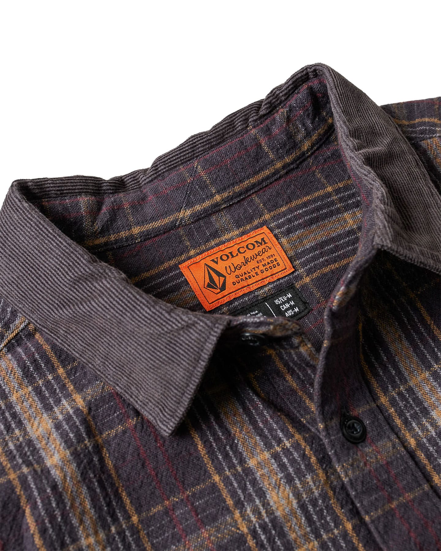 Volcom Stonevise Plaid Longsleeve - Asphalt Black - -
