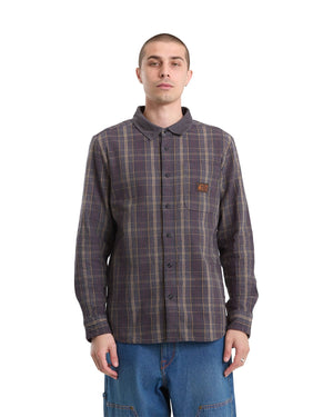 Volcom Stonevise Plaid Longsleeve - Asphalt Black - -