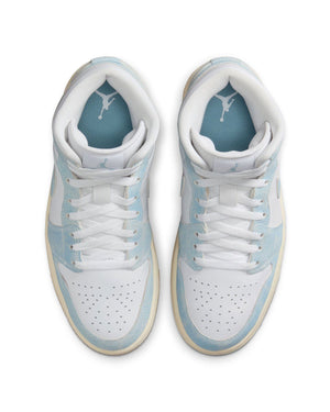 Women's Jordan 1 Mid SE - White / Worn Blue - Sail - -